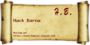 Hack Barna névjegykártya